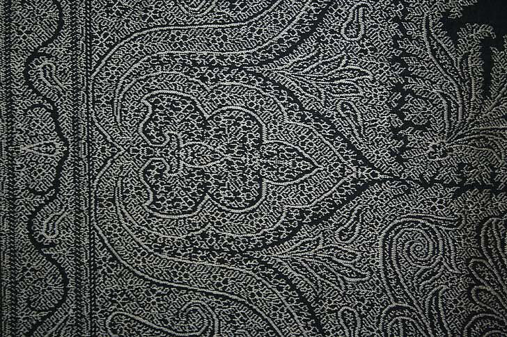 Mourning shawl, silk, wool, British