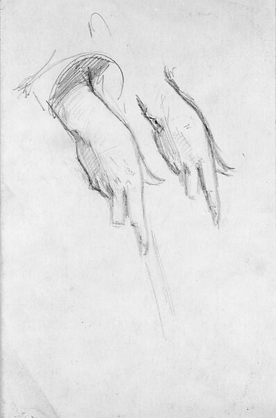 Hand for "Carolus-Duran", John Singer Sargent (American, Florence 1856–1925 London), Graphite on off-white wove paper, American 