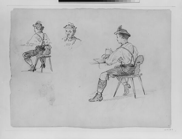 Tyrolean Man, John Singer Sargent (American, Florence 1856–1925 London), Graphite on off-white wove paper, American