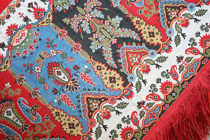 Shawl, wool, silk, probably Russian