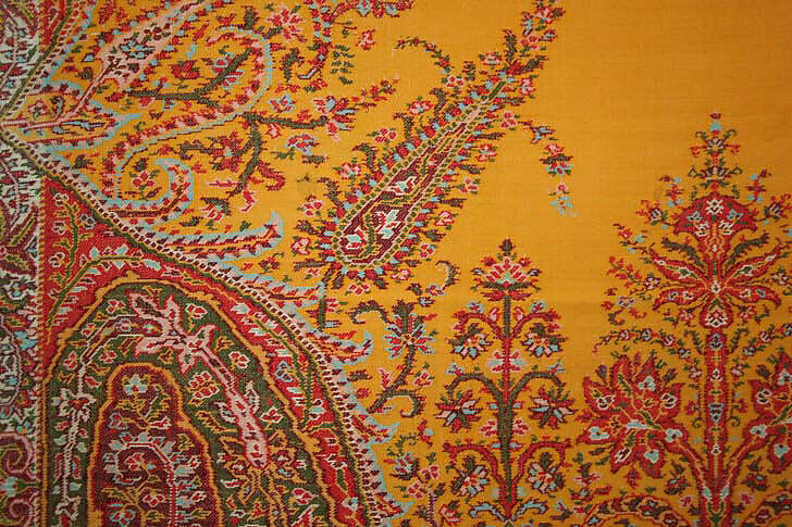 Shawl, silk, cotton (?), British