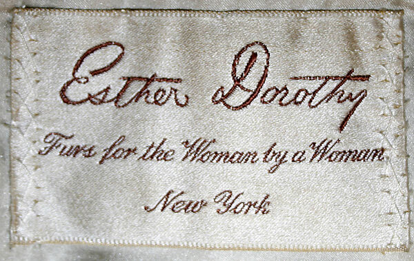 Coat, Esther Dorothy, fur, American