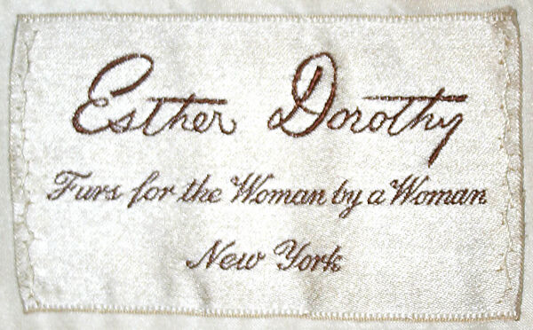 Coat, Esther Dorothy, fur, American