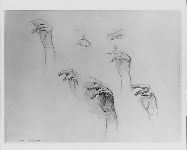 Left Hand for "Fumée d'Ambre Gris", John Singer Sargent (American, Florence 1856–1925 London), Graphite on off-white wove paper, American
