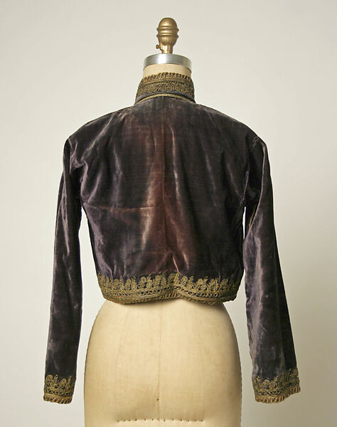 Bolero, Silk, metal wrapped thread; embroidered