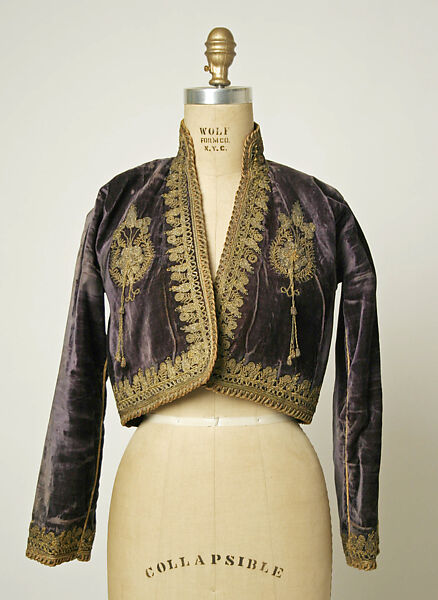 Bolero, Silk, metal wrapped thread; embroidered 