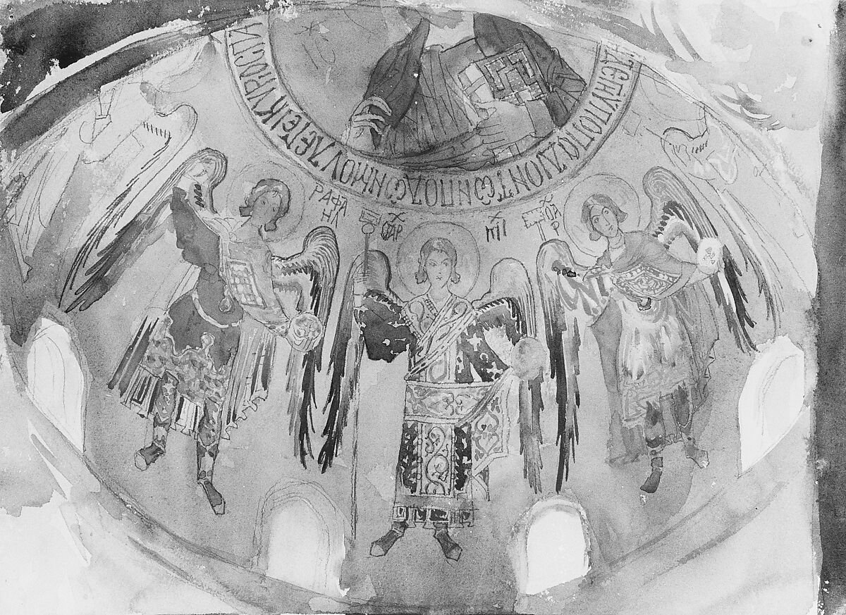 Angels, Mosaic, Palatine Chapel, Palermo, John Singer Sargent (American, Florence 1856–1925 London), Watercolor, gouache, and graphite on off-white wove paper, American