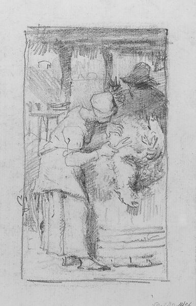 La Tondeuse de Moutons (Woman Shearing Sheep), John Singer Sargent (American, Florence 1856–1925 London), Graphite on off-white laid paper, American 