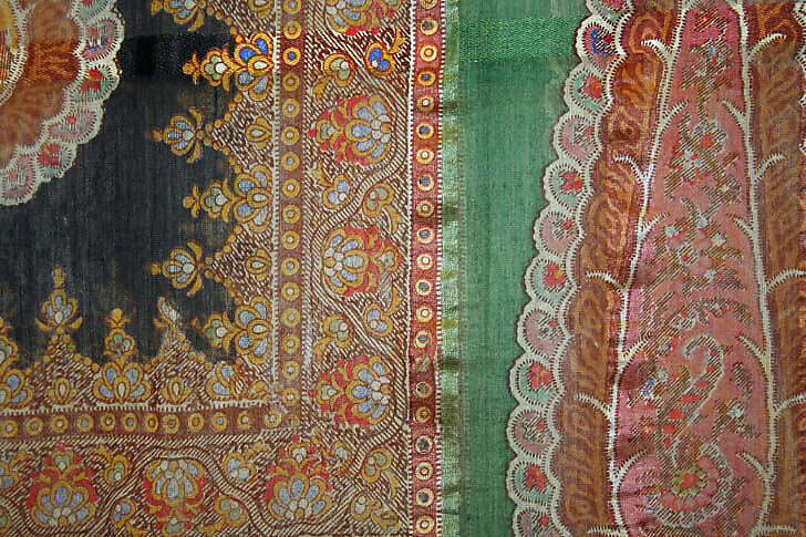 Shawl, wool, silk, probably French