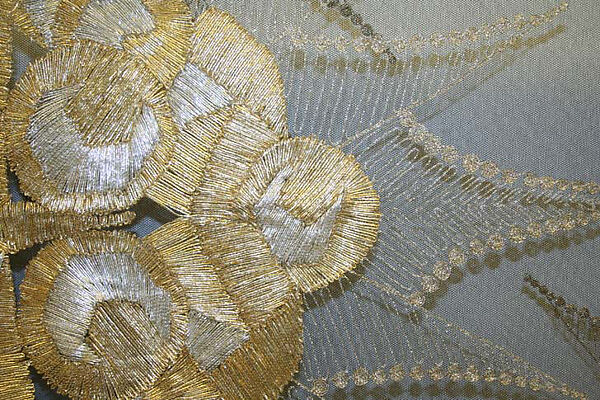 Evening shawl, silk, metallic thread, French