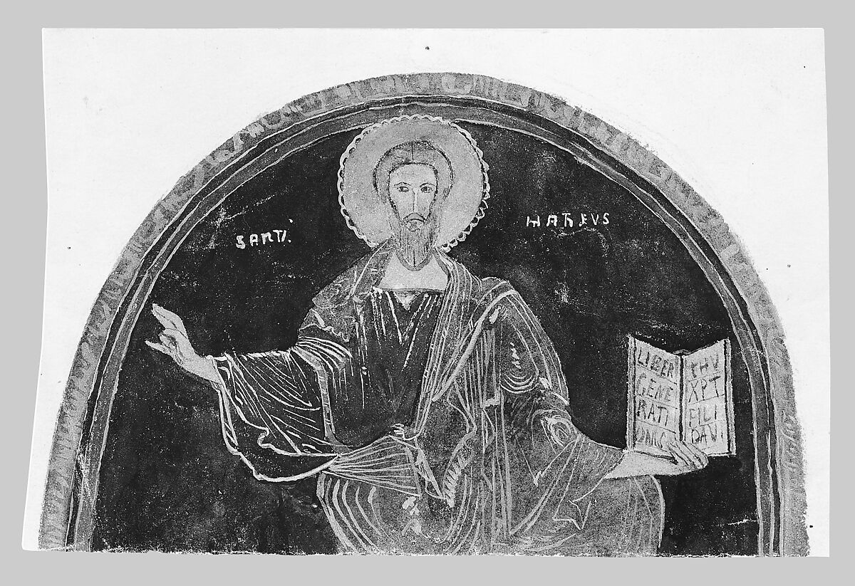 Saint Matthew, Mosaic, Cathedral, Salerno, John Singer Sargent (American, Florence 1856–1925 London), Watercolor, gold paint, gouache, and graphite on off-white wove paper, American