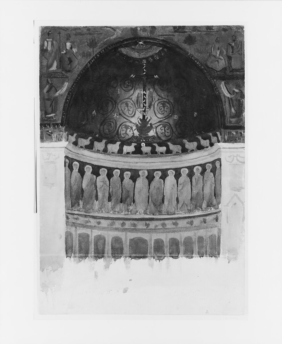 Apse Mosaic, San Clemente, Rome, John Singer Sargent (American, Florence 1856–1925 London), Watercolor, gouache, and graphite on off-white wove paper, American