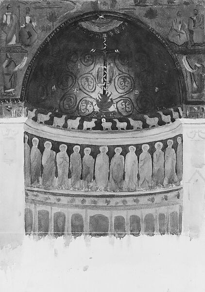 Apse Mosaic, San Clemente, Rome, John Singer Sargent (American, Florence 1856–1925 London), Watercolor, gouache, and graphite on off-white wove paper, American 