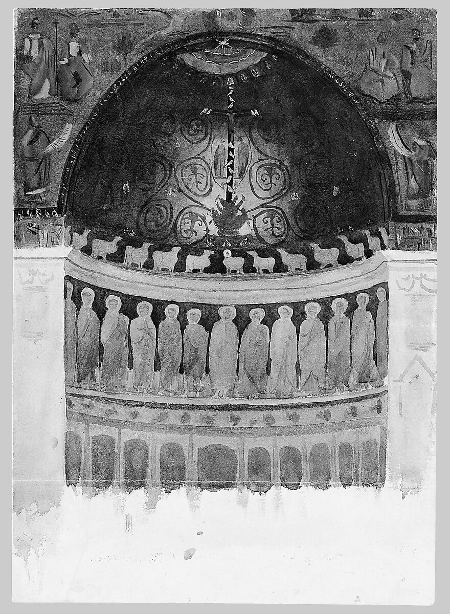 Apse Mosaic, San Clemente, Rome, John Singer Sargent (American, Florence 1856–1925 London), Watercolor, gouache, and graphite on off-white wove paper, American