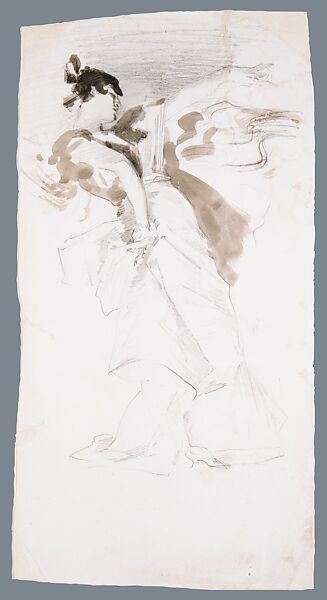 After "El-Jaleo", John Singer Sargent (American, Florence 1856–1925 London), Graphite and watercolor on prepared clay-coated paper, American