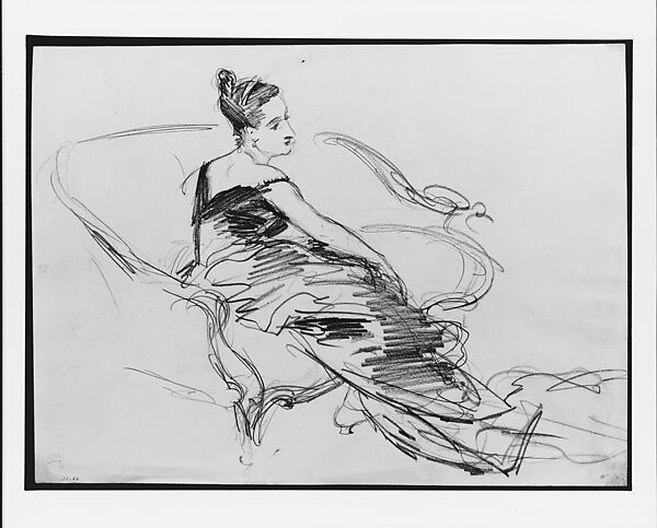 Virginia Amélie Avegno Gautreau, Study for "Madame X", John Singer Sargent (American, Florence 1856–1925 London), Graphite on off-white wove paper, American