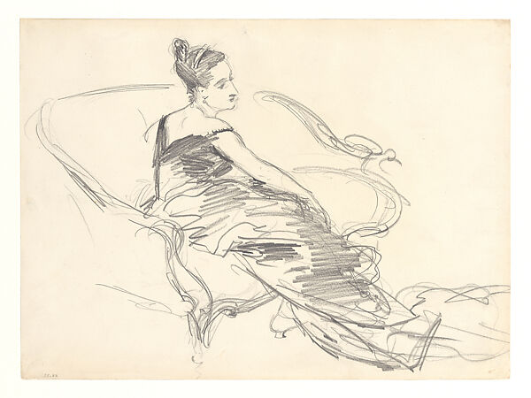 Madame X (Madame Pierre Gautreau), John Singer Sargent (American, Florence 1856–1925 London), Graphite on off-white wove paper, American 