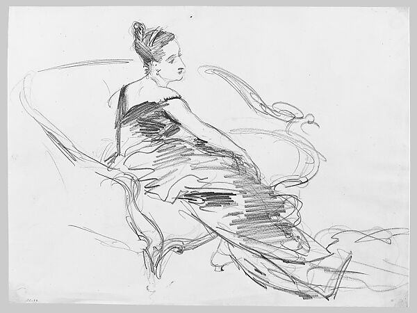 Virginia Amélie Avegno Gautreau, Study for "Madame X", John Singer Sargent (American, Florence 1856–1925 London), Graphite on off-white wove paper, American