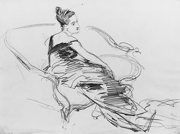 Virginia Amélie Avegno Gautreau, Study for "Madame X", John Singer Sargent (American, Florence 1856–1925 London), Graphite on off-white wove paper, American