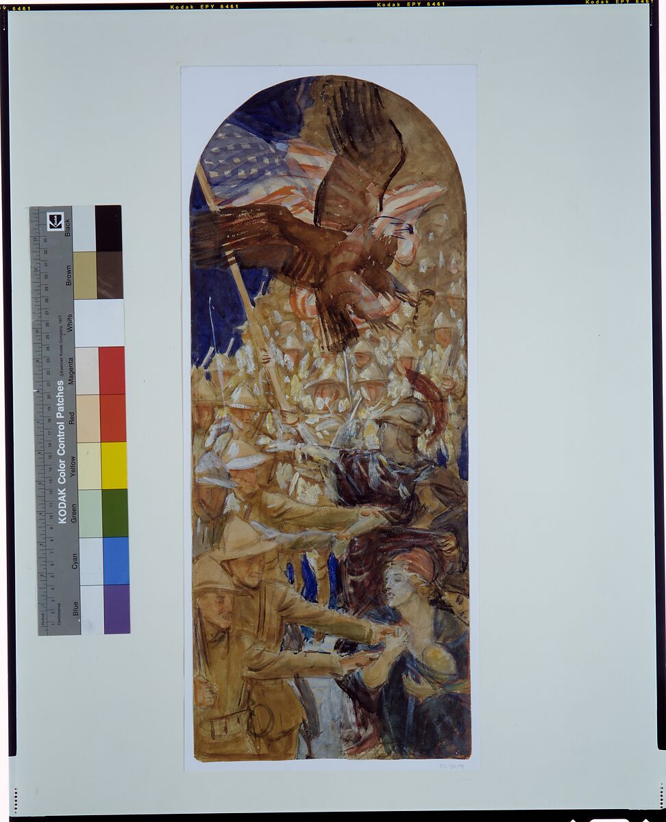 Study for "The Coming of the Americans", John Singer Sargent (American, Florence 1856–1925 London), Watercolor, gouache, and graphite on off-white laid paper, American