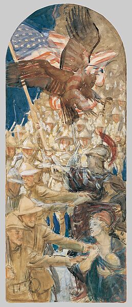 Study for "The Coming of the Americans", John Singer Sargent (American, Florence 1856–1925 London), Watercolor, gouache, and graphite on off-white laid paper, American 