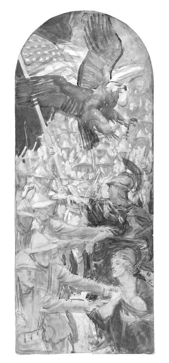 Study for "The Coming of the Americans", John Singer Sargent (American, Florence 1856–1925 London), Watercolor, gouache, and graphite on off-white laid paper, American