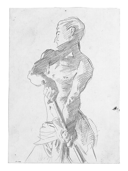 Man with Loincloth, John Singer Sargent (American, Florence 1856–1925 London), Graphite on off-white wove paper, American