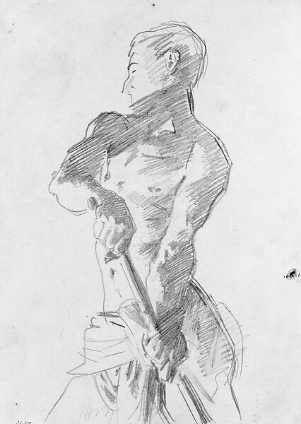 Man with Loincloth, John Singer Sargent (American, Florence 1856–1925 London), Graphite on off-white wove paper, American 