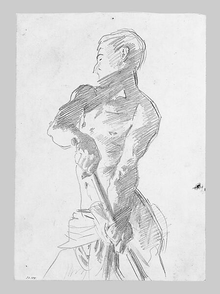 Man with Loincloth, John Singer Sargent (American, Florence 1856–1925 London), Graphite on off-white wove paper, American