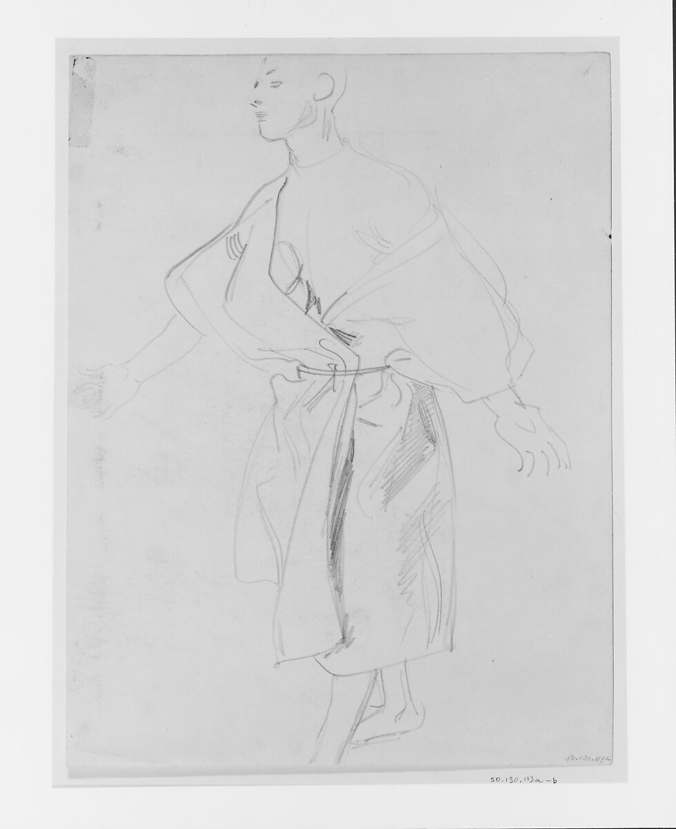 Man in Robe, John Singer Sargent (American, Florence 1856–1925 London), Graphite on off-white wove paper, American