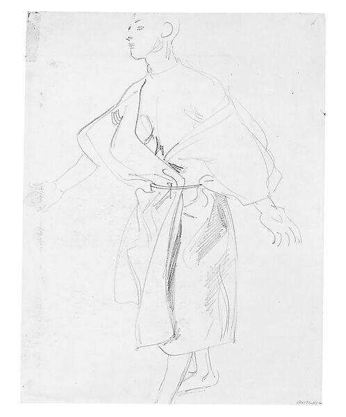 Man in Robe, John Singer Sargent (American, Florence 1856–1925 London), Graphite on off-white wove paper, American 