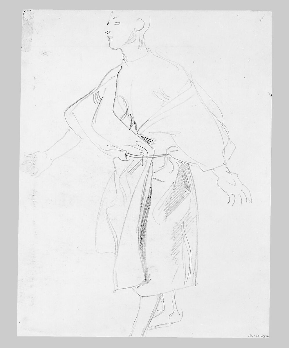 Man in Robe, John Singer Sargent (American, Florence 1856–1925 London), Graphite on off-white wove paper, American