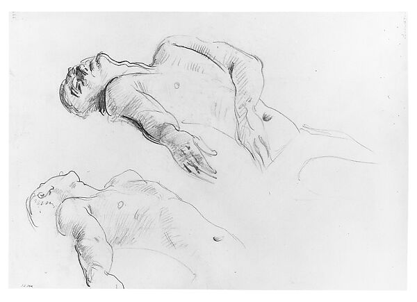 Reclining Nude, John Singer Sargent (American, Florence 1856–1925 London), Graphite on off-white wove paper, American 