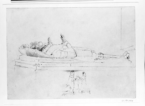 Tomb of Francis Dineley and His Wife, St. Michael's Church, Cropthorne, England, John Singer Sargent (American, Florence 1856–1925 London), Pen and ink on white wove paper, American