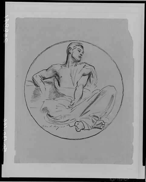 Seated Draped Figure, John Singer Sargent (American, Florence 1856–1925 London), Collotype on laid paper, American 