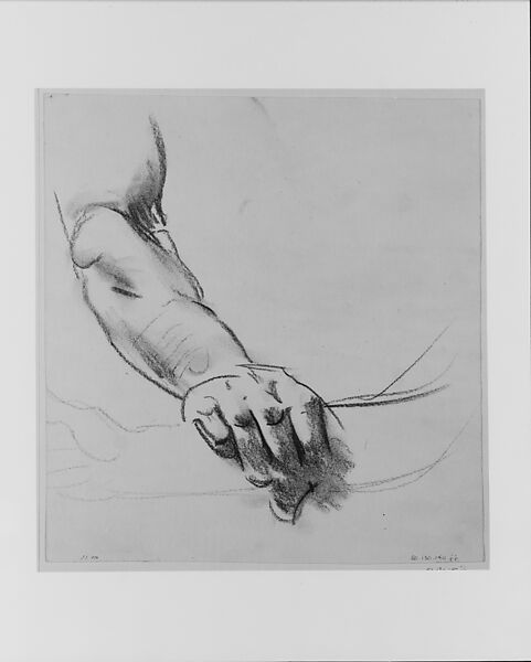 Arm, John Singer Sargent (American, Florence 1856–1925 London), Charcoal on off-white wove paper, American