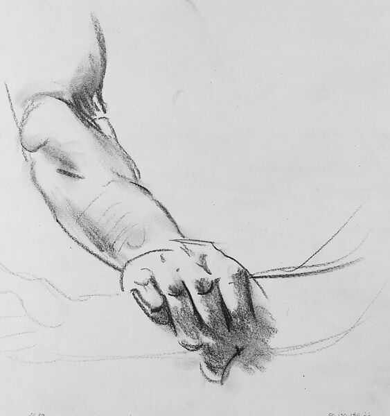 Arm, John Singer Sargent (American, Florence 1856–1925 London), Charcoal on off-white wove paper, American 