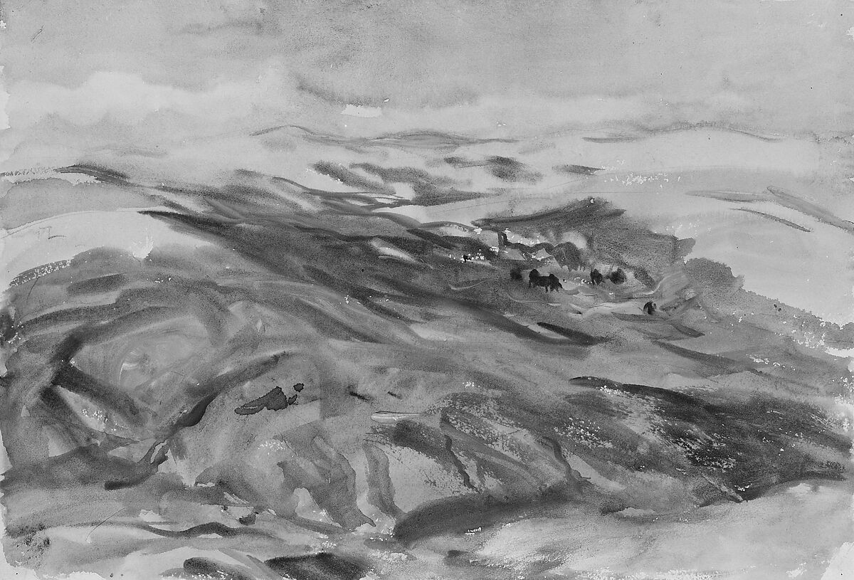 Sunset, John Singer Sargent (American, Florence 1856–1925 London), Watercolor, gouache, and graphite on white wove paper, American