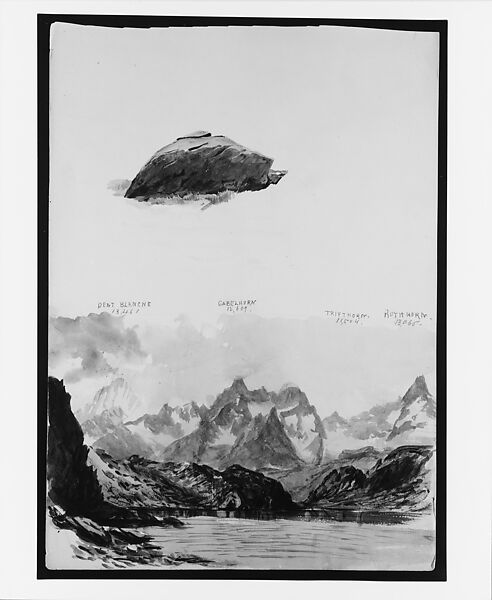 View of Four Mountains from the Gorner Grat, Rock (from "Splendid Mountain Watercolours" Sketchbook), John Singer Sargent (American, Florence 1856–1925 London), Watercolor and graphite on off-white wove paper, American