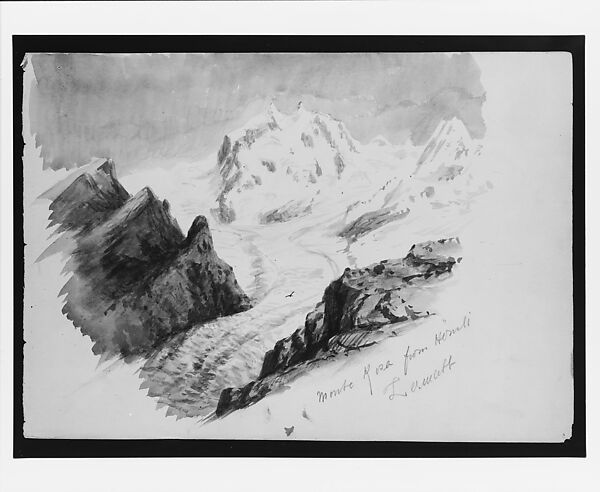 Monte Rosa from Hornli, Zermatt (from "Splendid Mountain Watercolours" Sketchbook), John Singer Sargent (American, Florence 1856–1925 London), Watercolor on off-white wove paper, American