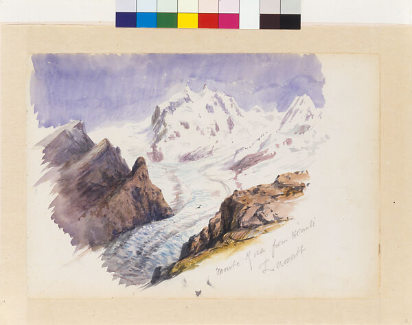 Monte Rosa from Hornli, Zermatt (from "Splendid Mountain Watercolours" Sketchbook), John Singer Sargent (American, Florence 1856–1925 London), Watercolor on off-white wove paper, American