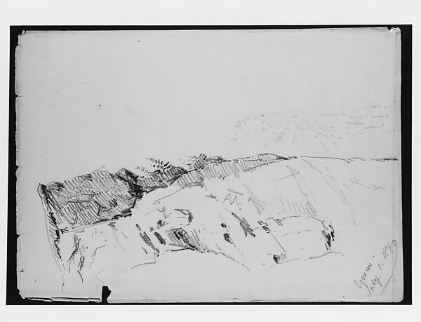 Gemmi Pass (from "Splendid Mountain Watercolours" Sketchbook), John Singer Sargent (American, Florence 1856–1925 London), Wax crayon on off-white wove paper, American 