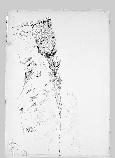 Gemmi Pass (from "Splendid Mountain Watercolours" Sketchbook), John Singer Sargent (American, Florence 1856–1925 London), Wax crayon on off-white wove paper, American