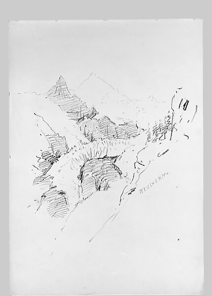 Weisshorn (from "Splendid Mountain Watercolours" Sketchbook), John Singer Sargent (American, Florence 1856–1925 London), Wax crayon on off-white wove paper, American