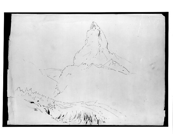Matterhorn (from "Splendid Mountain Watercolours" Sketchbook), John Singer Sargent (American, Florence 1856–1925 London), Graphite on off-white wove paper, American 
