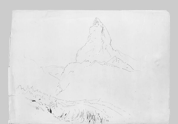 Matterhorn (from "Splendid Mountain Watercolours" Sketchbook), John Singer Sargent (American, Florence 1856–1925 London), Graphite on off-white wove paper, American
