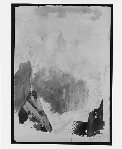 Jungfrau from Mürren, recto (from "Splendid Mountain Watercolours" Sketchbook), John Singer Sargent (American, Florence 1856–1925 London), Watercolor and graphite on off-white wove paper, American 