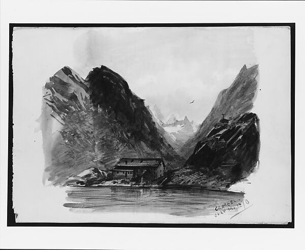 Grimsel Pass (from "Splendid Mountain Watercolours" Sketchbook), John Singer Sargent (American, Florence 1856–1925 London), Watercolor on off-white wove paper, American 