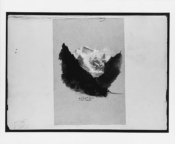 Jungfrau (from "Splendid Mountain Watercolours" Sketchbook), John Singer Sargent (American, Florence 1856–1925 London), Watercolor, gouache, and graphite on pale blue wove  paper, American