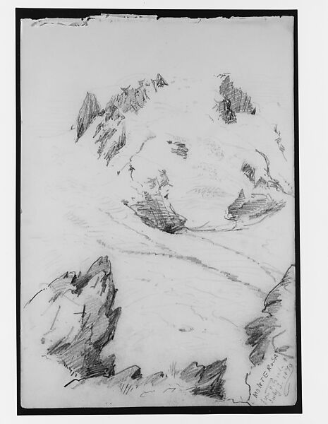 Monte Rosa from Gorner Grat (from "Splendid Mountain Watercolours" Sketchbook), John Singer Sargent (American, Florence 1856–1925 London), Graphite on off-white wove paper, American 
